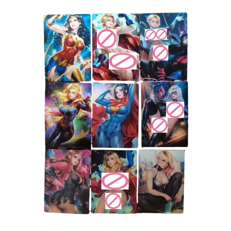 9pcs/set Black Widow Scarlet Witch Spider Girl Animation Characters Raster Change Card Anime Classics Game Collection Cards Toy