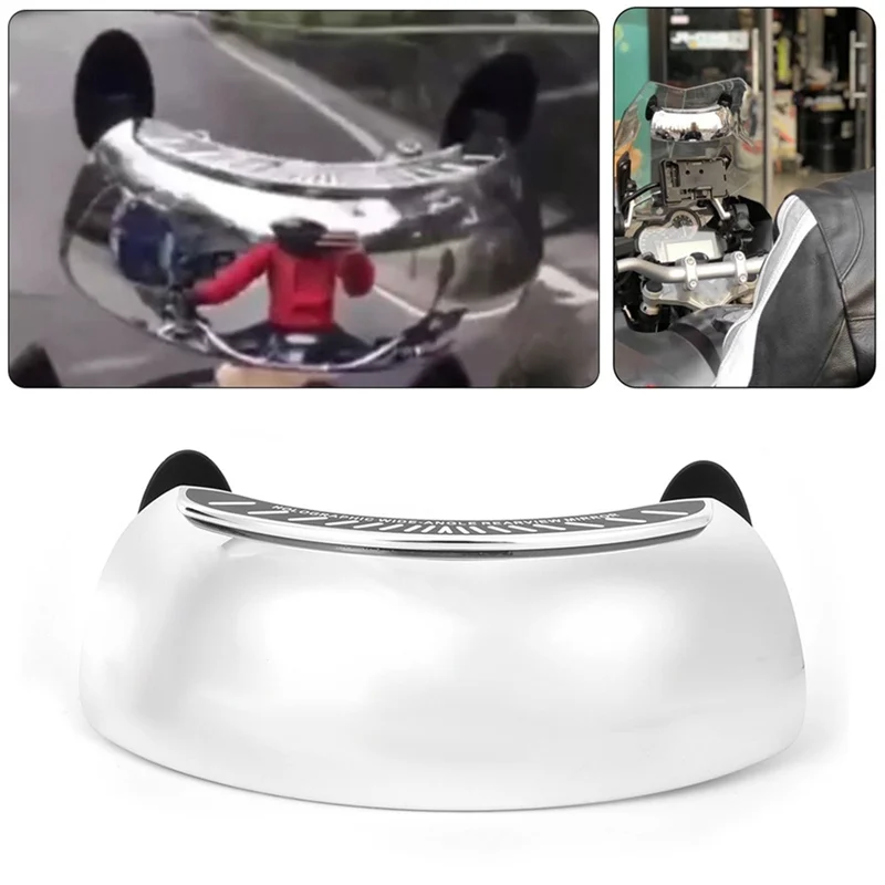 

Motorcycle Rear View Mirror Chromed Motorcycle Rearview Mirror Flexible 180 Ultra Wide Angle Central Windscreen Mount Universal