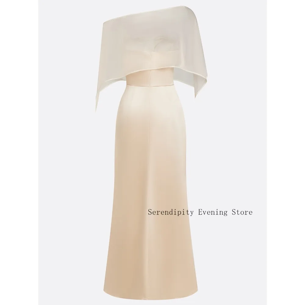 Customized Champagne 3D Floral Mother of Birde Dresses 2026 for Women Wedding Satin Evening Dress Mermaid Prom Party Gowns Midi image 4