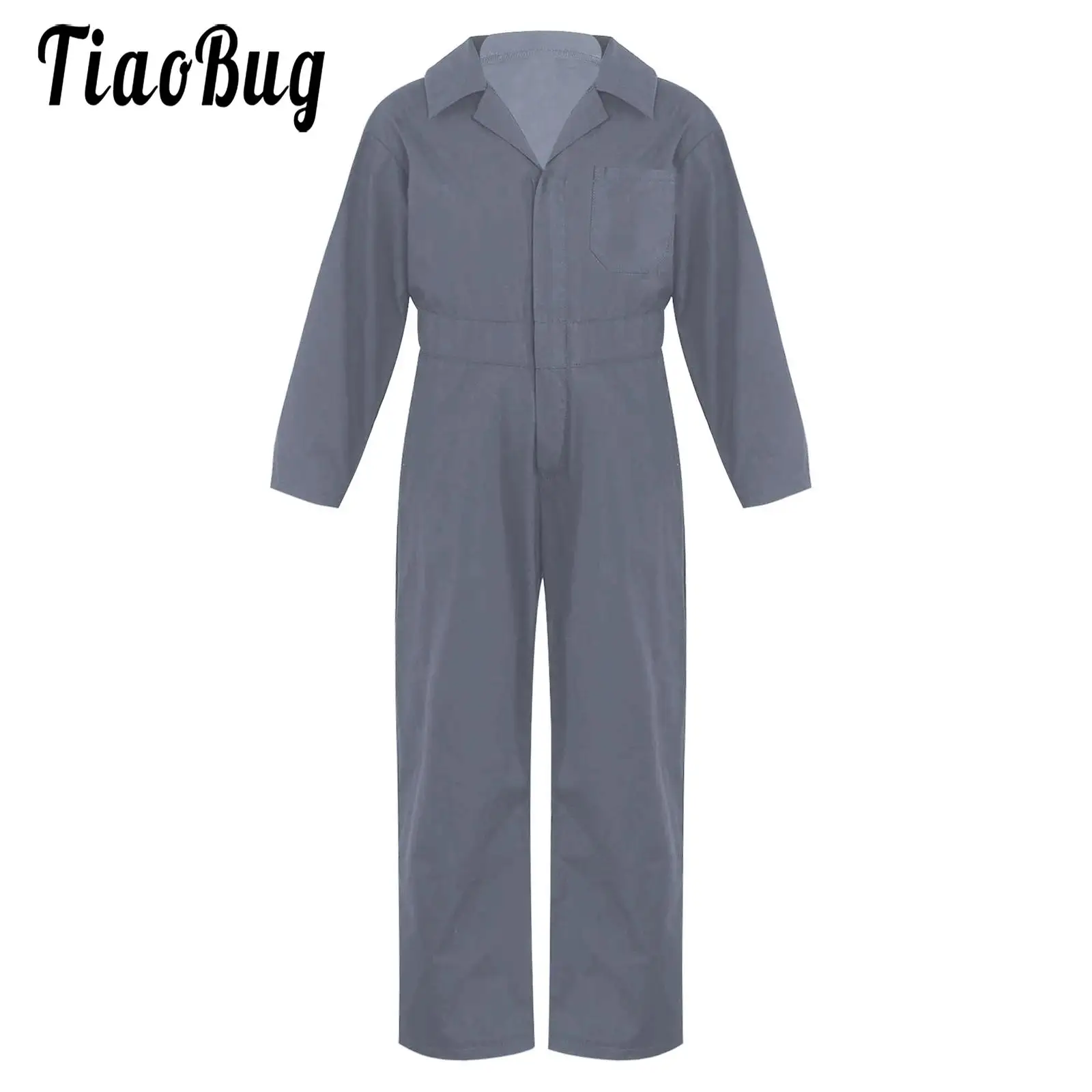 

Teens Boys Mechanic Boiler Suit Costume Coverall Flightsuit Jumpsuit Dance Cosplay Role Play Dress Up Performance Coverall