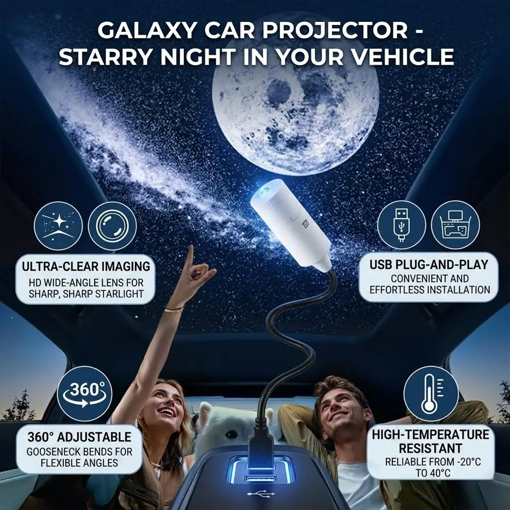 LED Star Projector Night Lamp Romantic Starry Sky Projection Bedroom Car Ceiling Wall Background Decor Lamp Car Ambient Light