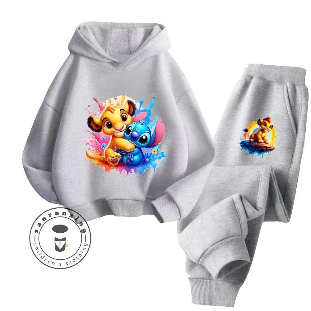 The Lion King Set di pantaloni con cappuccio a maniche lunghe in puro cotone disegni di cartoni animati perfettamente morbidi per bambini autunno