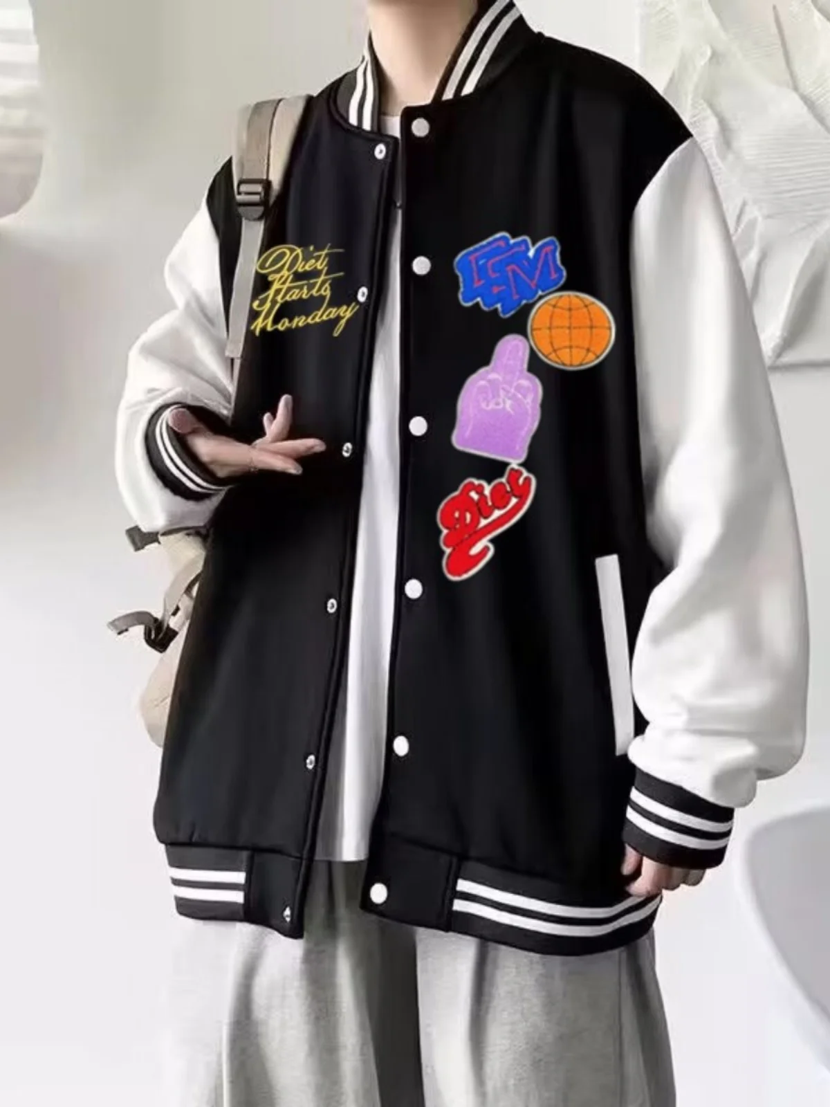 

Мужская свободная бейсбольная куртка на подкладке Fce, осень-зима, новинка Sle Guangzhou Sle, верхняя часть тела, модная молодежная одежда