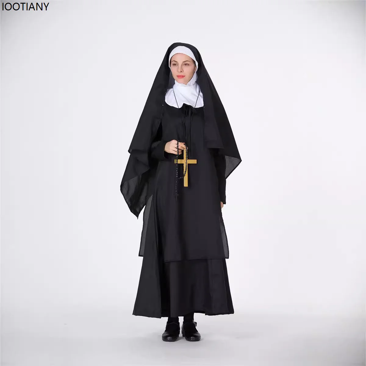 Robe d'Halloween Médiévale pour Femme Missionnaire, Tenue de Barrage, Église, Vierge Marie, Nonne Noire, Costume de Cosplay, ixde Carnaval, Mascotte Tim ade