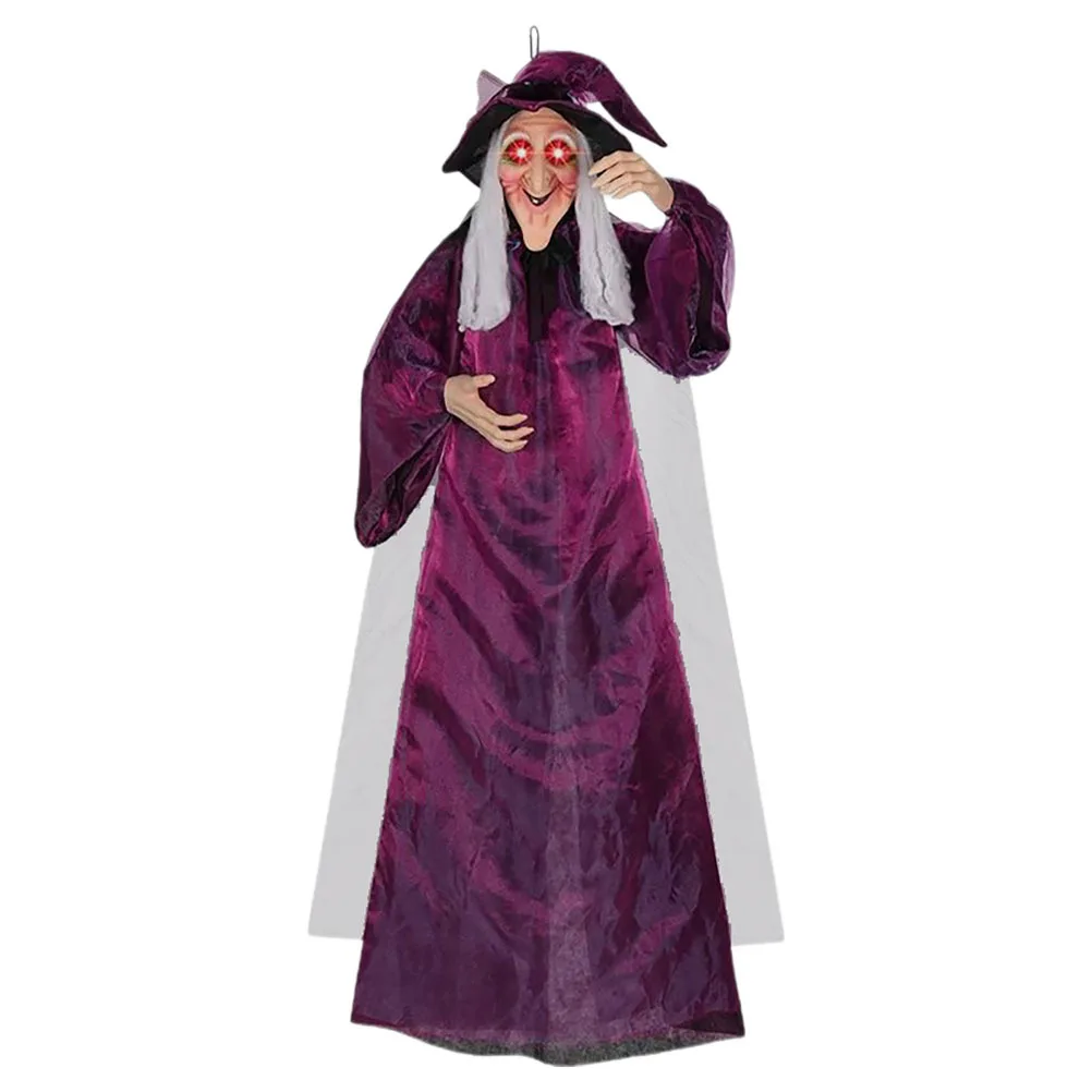 

Sound Activated Halloween Witch Hanging Decoration Spooky Light Up Witch Pendant Indoor Haunted Decor Halloween Witches