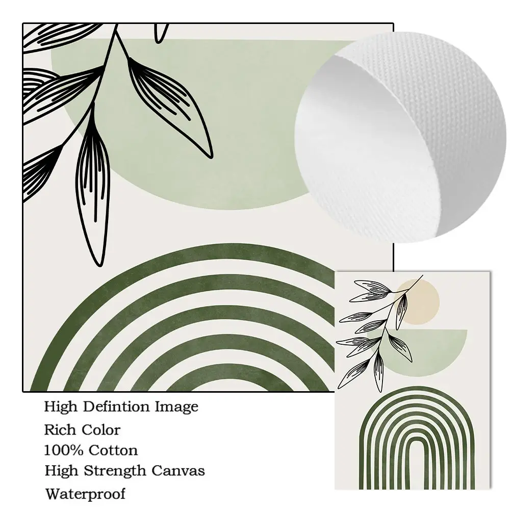مجردة بوهو حكيم النباتات الخضراء هندسية الرسم على لوحات القماش الجدارية الشمال الملصقات والمطبوعات جدار صور لغرفة المعيشة ديكور