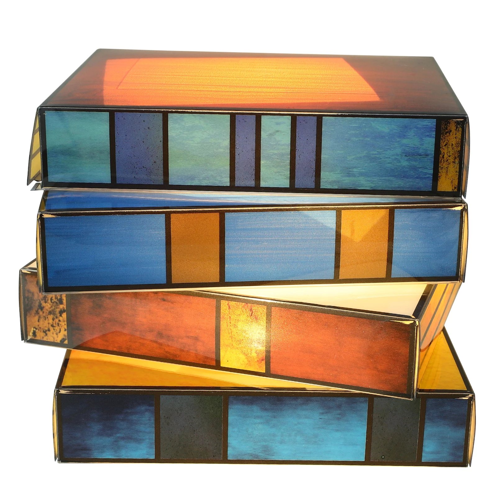 

Stained Glass Book Lamp Soft Light Bedroom Living Room Table Desk Bedside Night Decorative Stacked Books PVC Easy Use Store