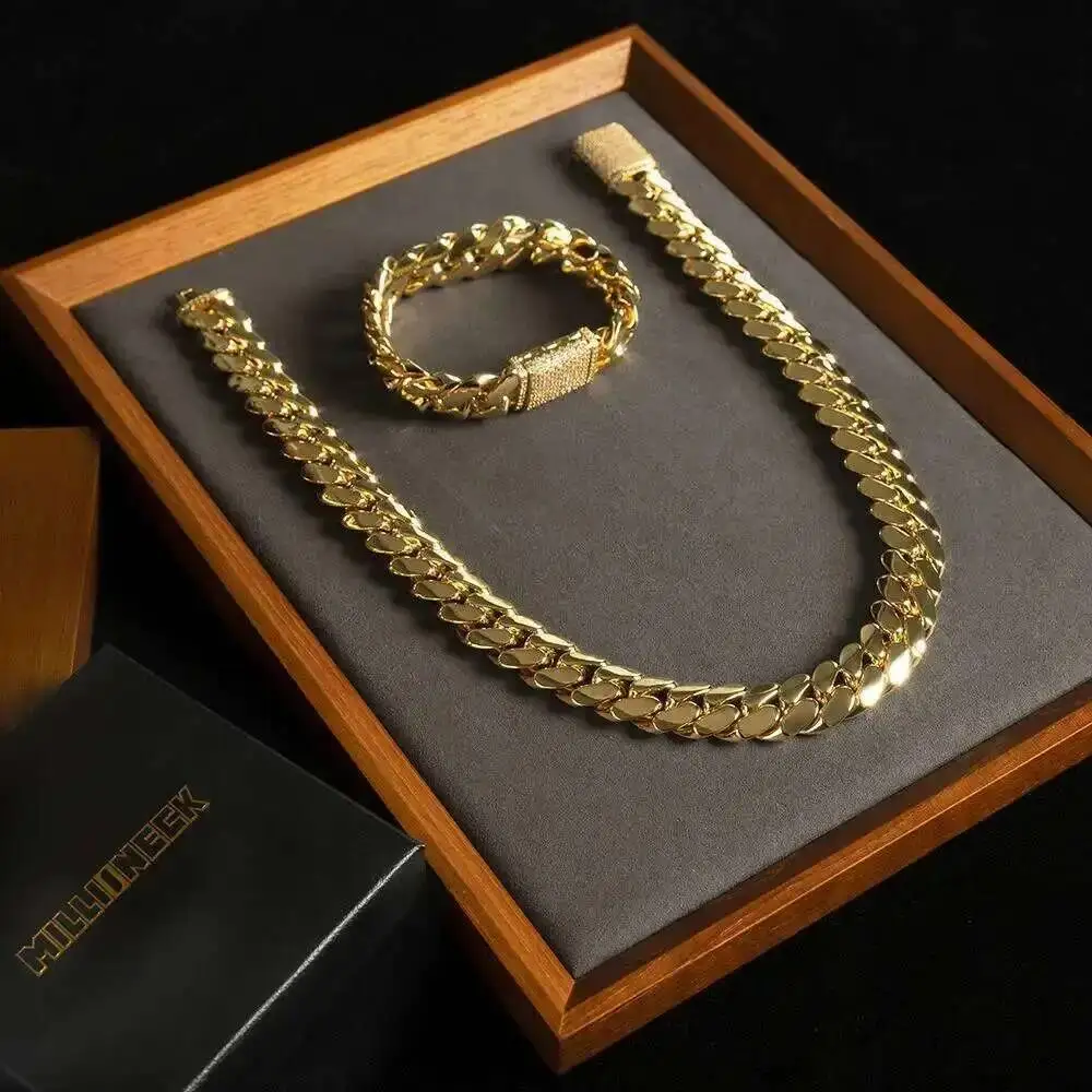 14K Gold Cuban Link Chain Necklace 20mm Miami Cuban Chain for Men Women Hip Hop Jewelry