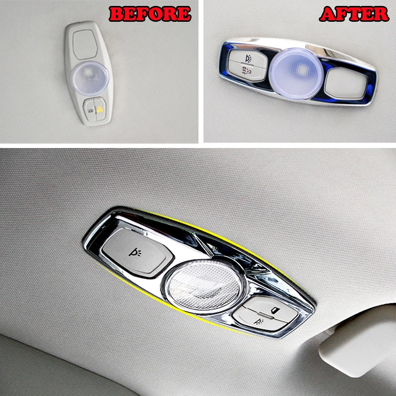 FOR FORD ESCAPE KUGA 2013 2014 2015 2016 2017 CHROME MAP READING LIGHT ROOF LAMP SWITCH TRIM COVER PANEL FRAME GARNISH BEZEL