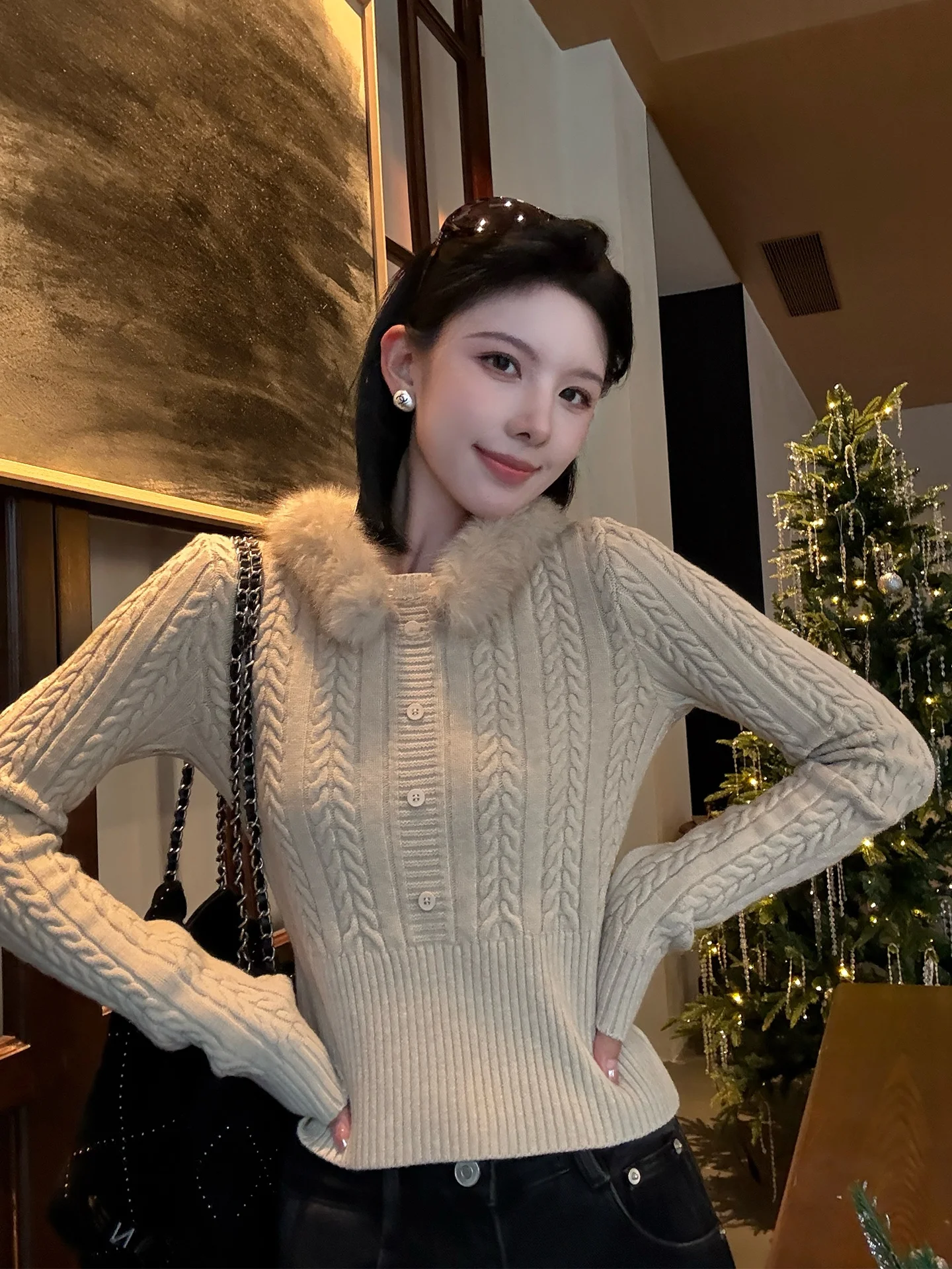 

Женский свитер Jiang Wen с высоким воротником, вязаный, облегающий, однотонный, зимний, новый, модный, с длинными рукавами