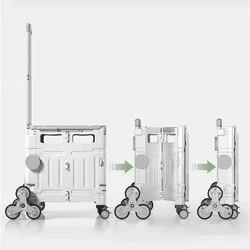 Trolley Vegetable Basket Trolley Pull Rod Rear Shopping Cart Outdoor Folding Portable Shopping Carts Hand Pushing Picnic Camping