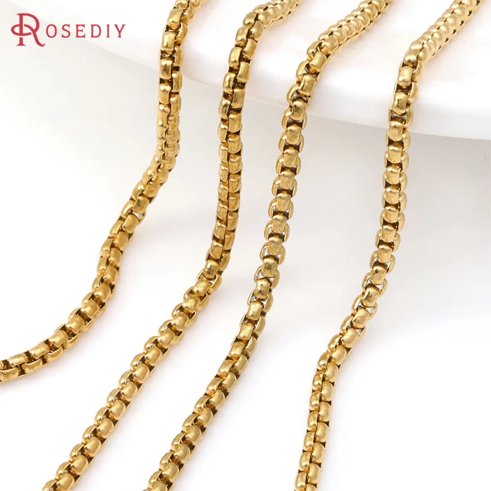 

1.5MM 2MM 2.5MM 3MM 4MM Gold Color Stainless Steel Cube Beads Necklace Chains Bracelets Jewelry Chains High Quality Diy Making