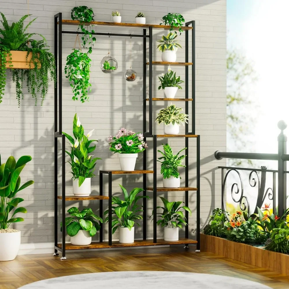 Plant Stand Indoor - 71 Inches Tall Plant Shelf 8 Tiered Metal Plants Stand, Square Flower Stand Display Rack for Living Room