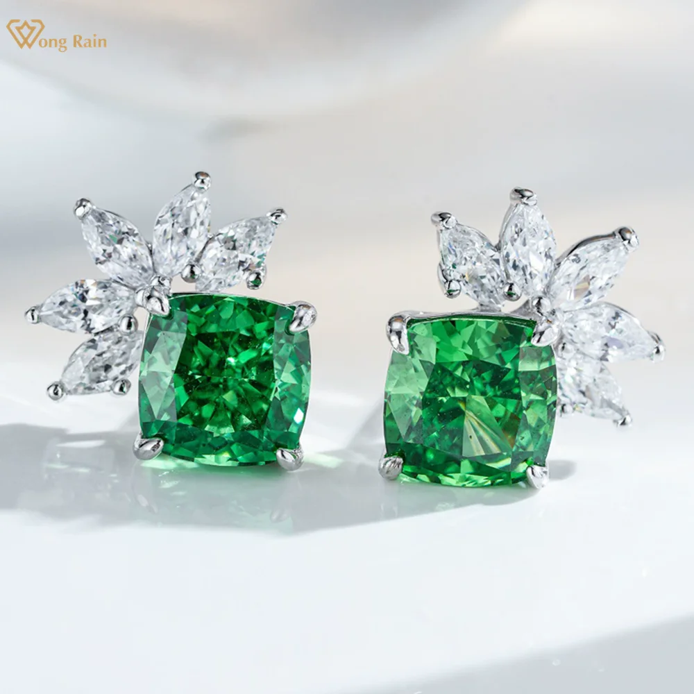 

Wong Rain Sparkling 925 Sterling Silver Lab Emerald Citrine Aquamarine Sapphire Gems Ear Studs Earrings Fine Jewelry Wholesale
