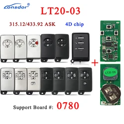 Lonsdor LT20-03 312/314.35/315.12/433.92MHz Smart Key PCB 8A+4D For Toyota Subaru Adjustable Frequency Support 0780 0500 0091