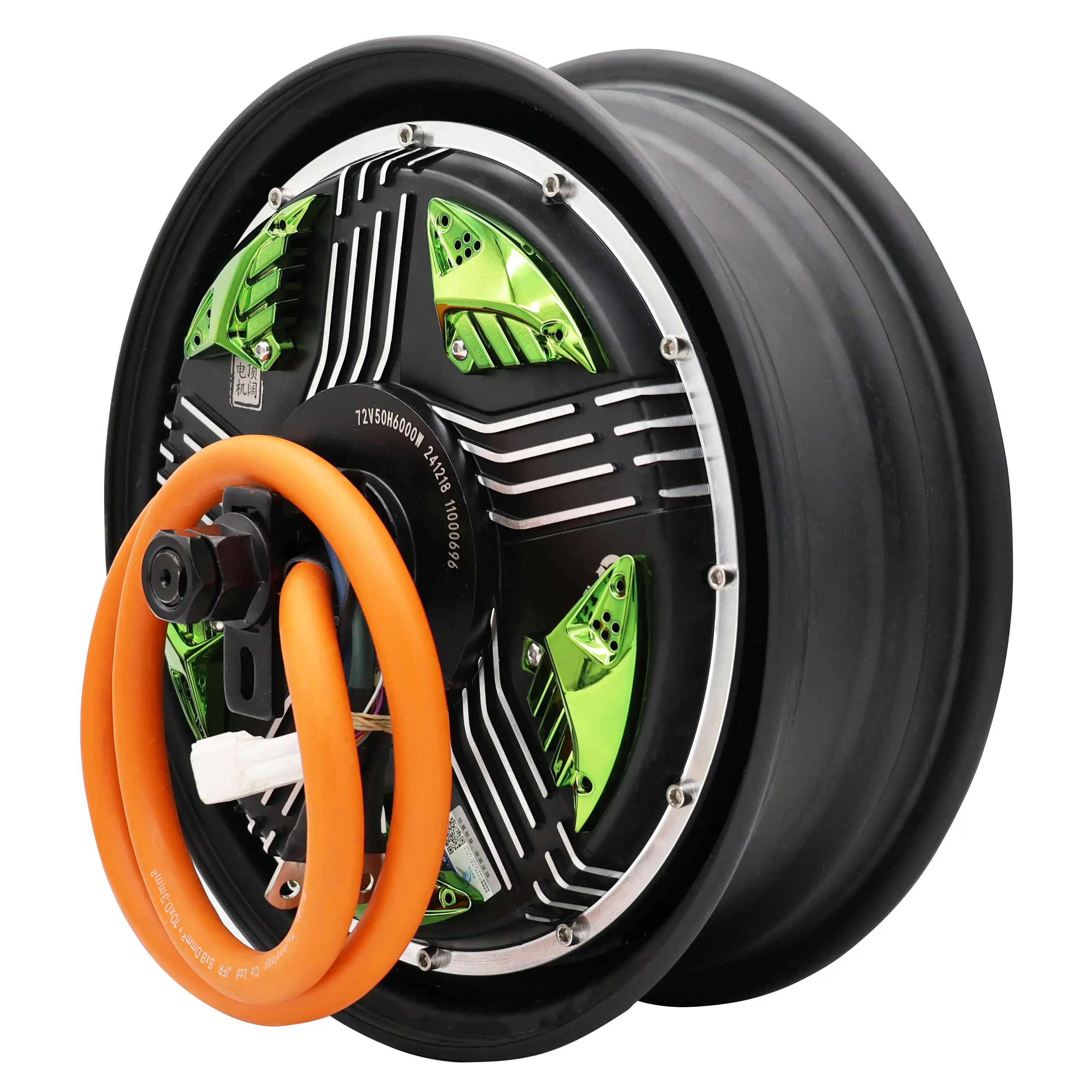 DKYS MOTOR 60/72V 12 Inch 50H6000W*3.5 Green Brushless DC Disc Brake Motor Waterproof For Electric Motorcycles And Bicycles