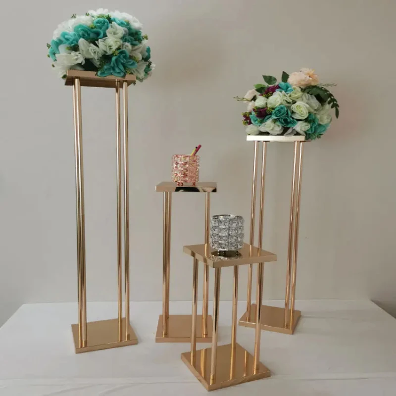 10 Stück Vasenständer in Gold-Säulenform, Metallständer für Hochzeitsdekorationen, Blumenständer für Veranstaltungen, Partys und Heimdekoration – Detail 12