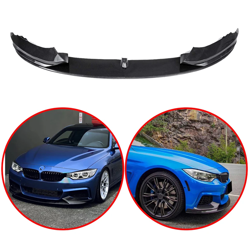 

For BMW 4 Series F32 F33 F36 4Pcs Front Bumper Lip 420i 430i 420d M440i 2014-2020 ABS Glossy Black Or Carbon Fiber Look Spoiler