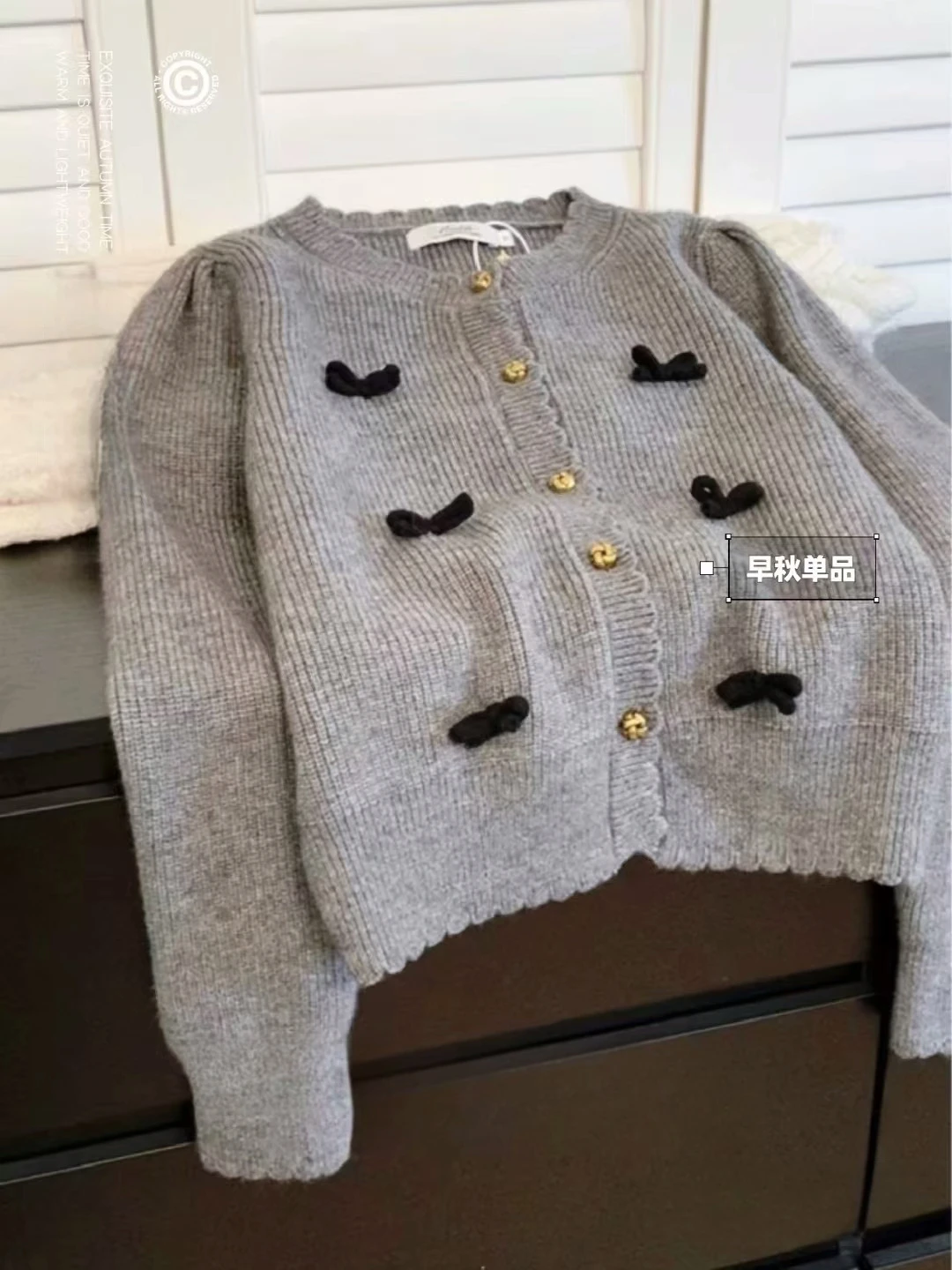 

Женский однобортный Кардиган с кружевом, Серый кардиган с круглым вырезом и длинным рукавом, элегантная однобортная куртка во французском стиле, весна-осень 2024