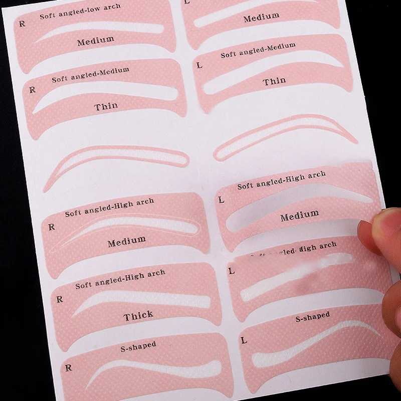1/4 Sheet Reusable Eyebrow Shaper DIY Eyebrow Stamp Sticker Card Eye Makeup Stencils Ruler Brow Definer Shaping Tool