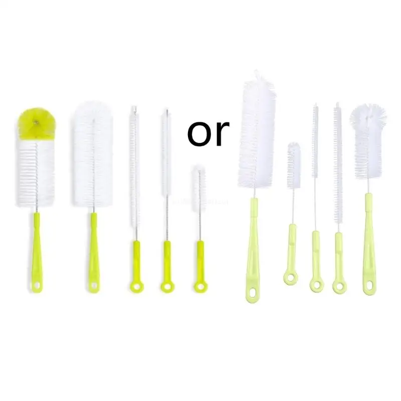 

5 Pcs Long Handle Cleaning Brush Sets for Narrow-mouth Baby Bottle Pipe Washing Sports Water Bottle Glass Tube Cleaner Dropship