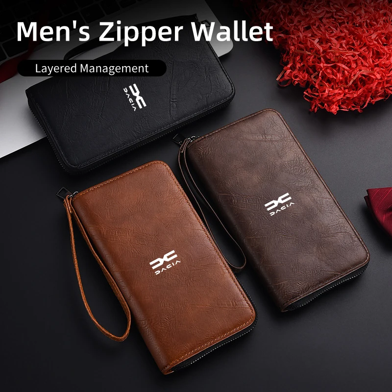 Car Logo Men\'s Long Wallet Multifunctional Handbag Card Bag Coin Purse For Dacia Logan Mcv 2 Duster Sandero Lodgy Dokker Stepway