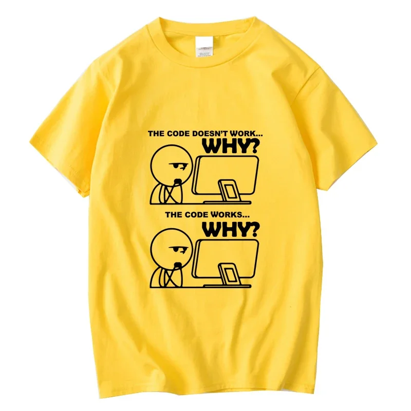 Camiseta holgada con estampado de programador divertido para hombre y mujer, camiseta de manga corta, camisetas masculinas de alta calidad
