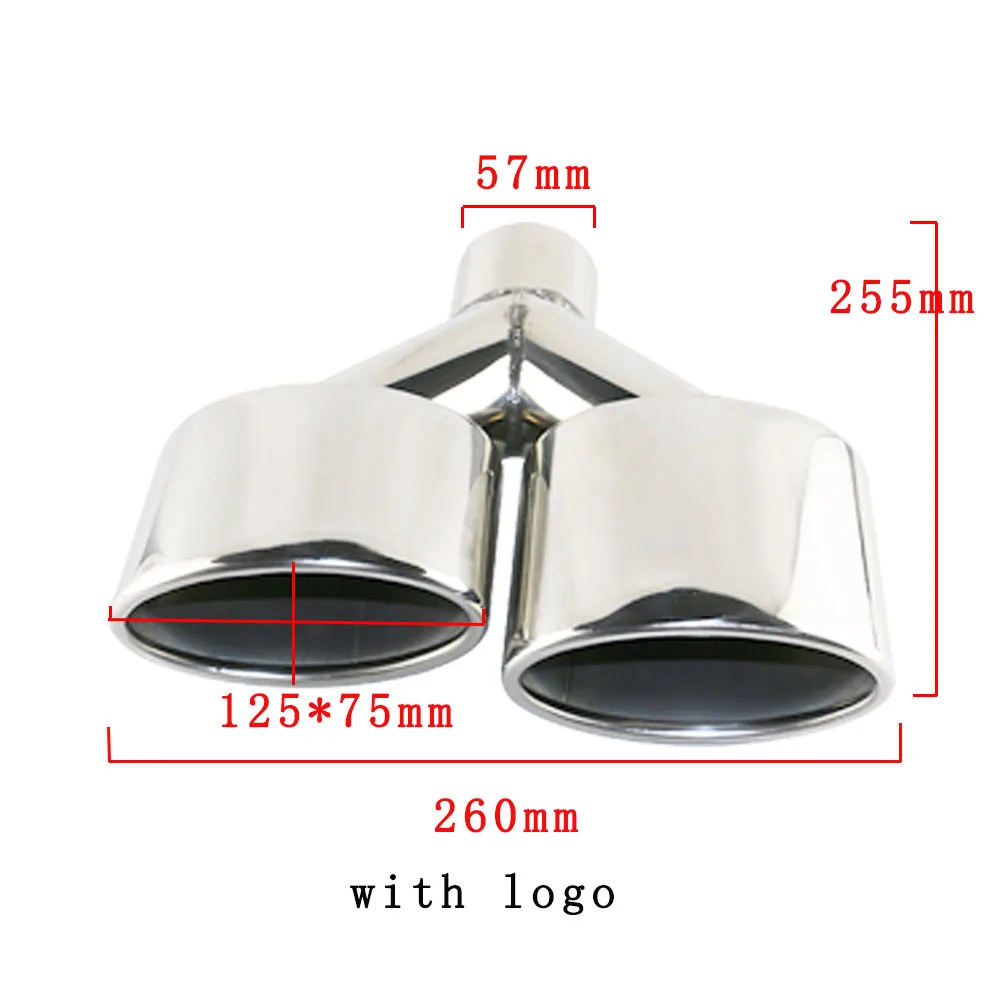 Stainless Steel Car exhaust tip 57mm interface Dual Outlet Exhaust Pipe Muffler Tailpipe Silver for W204 W211