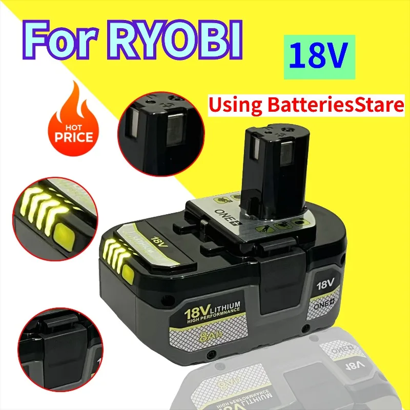 

For RYOBI 18V lithium battery, high performance, low self-discharge rate, no memory effect, suitable for all tools P104, P107