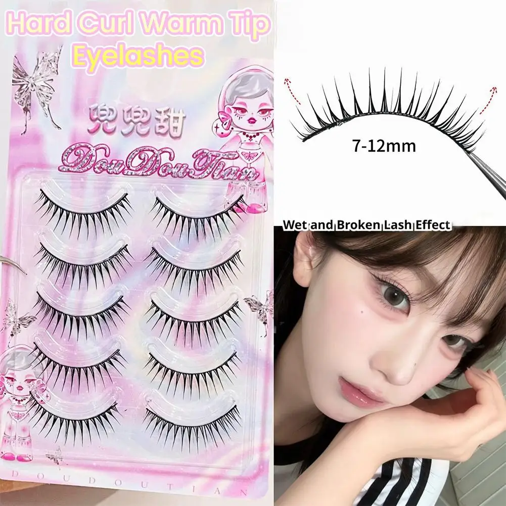 

5 Pairs Korean Manga False Eyelashes Natural Spiky Wispy Fairy Lashes Thick Eyelash Extension for Cosplay Daily DIY Makeup