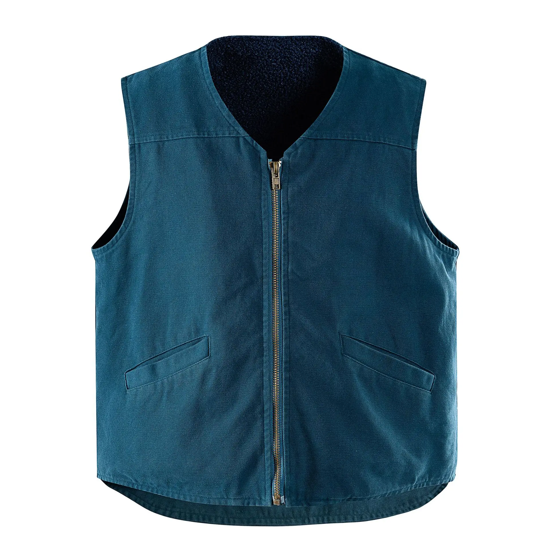 

Флисовый жилет из ягненка, мужская зимняя утепленная спортивная верхняя одежда, сохраняющая тепло, карман на молнии, однотонный жилет