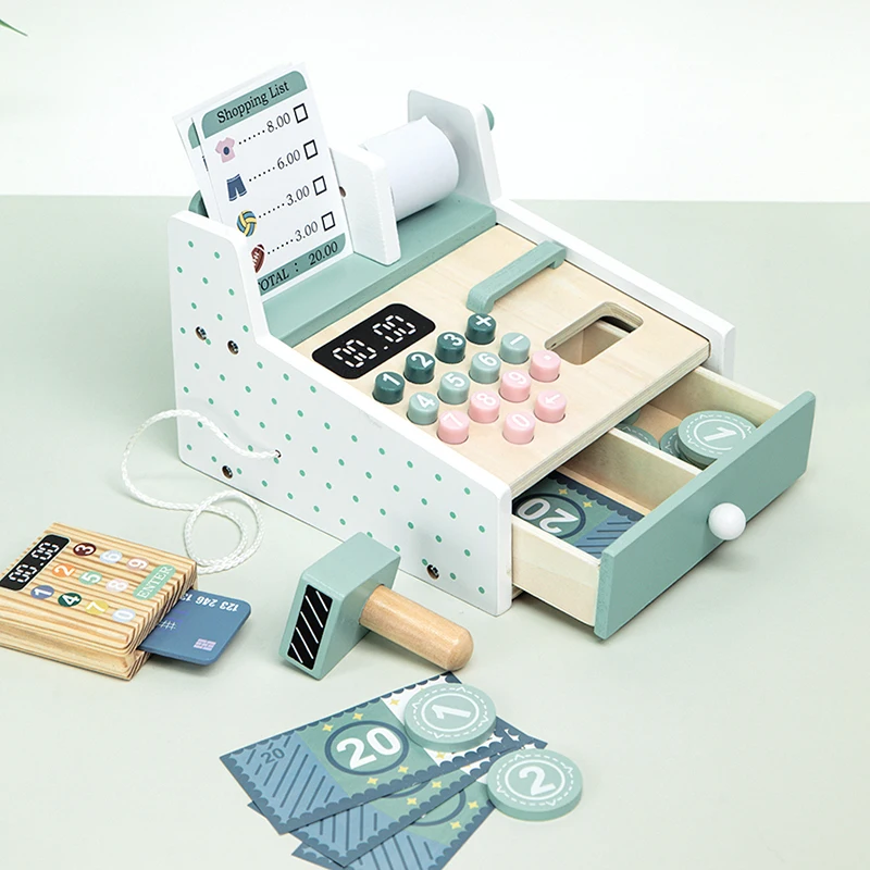 Kids' Wooden Supermarket Cash Register Toy 5