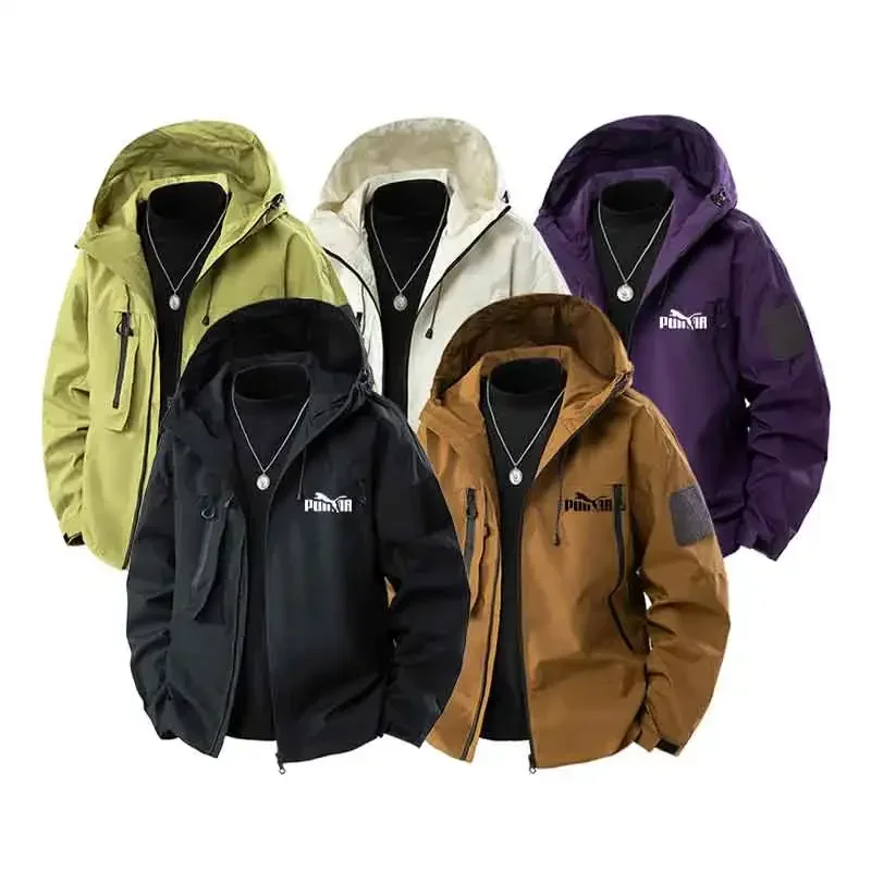 خريف جديد الرجال سترة تسلق الجبال يندبروف و نسيج مقاوم للماء موضة الهيب هوب تصميم عادية كبيرة الحجم في الهواء الطلق معطف #6