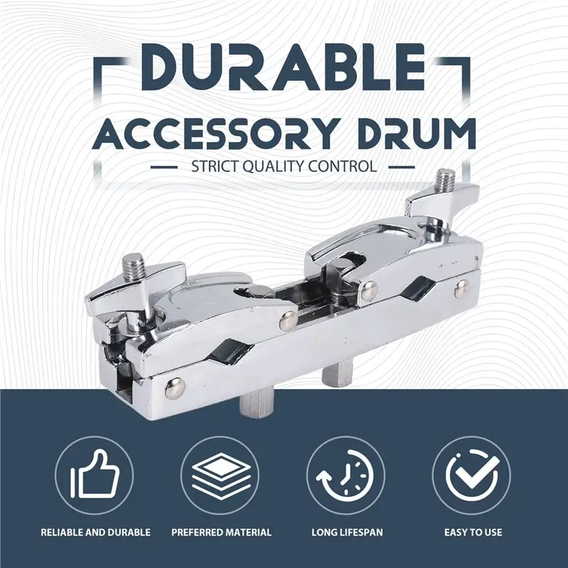 Drum Clamp 2 Hole Silver Multi Clamp Cymbal Stand Mount Holder For Drums Cymbals Musical Parts Cowbell Accessory-A00E