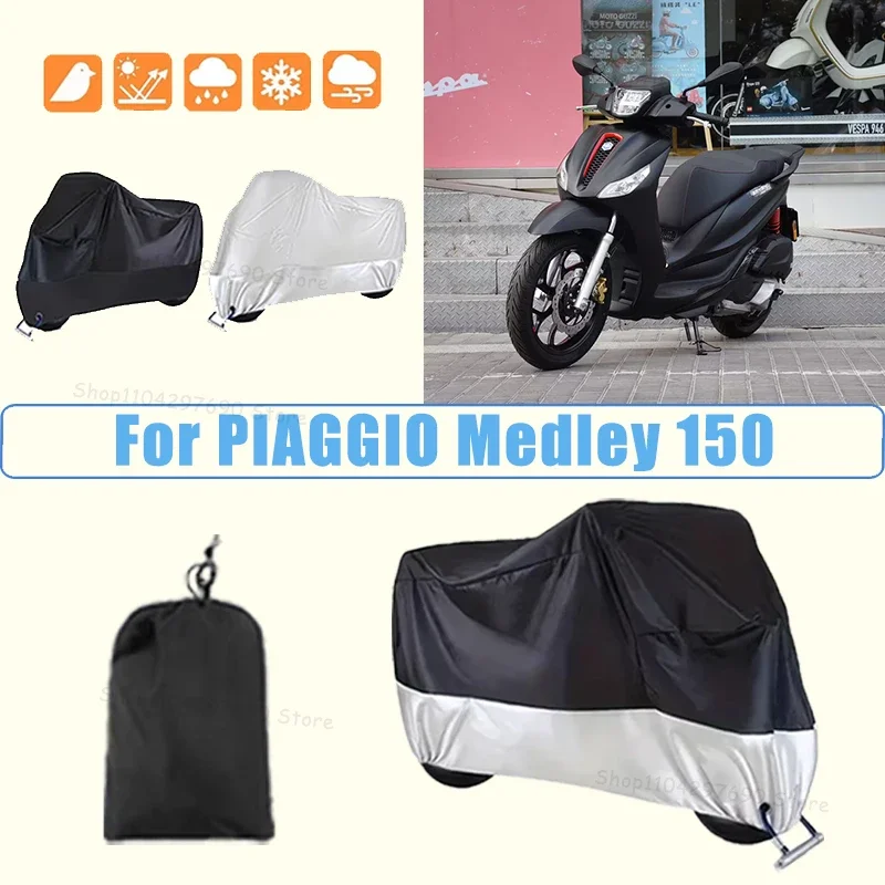 210D Oxford Motorcycle Cover Waterproof All Season UV Protection For PIAGGIO Medley 150 Anti-Tear Windproof Motorbike Cover