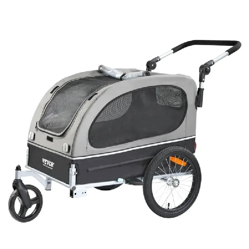 VEVOR Dog Bike Trailer, Supports up to 88 lbs, 2-in-1 Pet Stroller Cart Bicycle Carrier, Easy Folding Cart Frame with Quick Rele