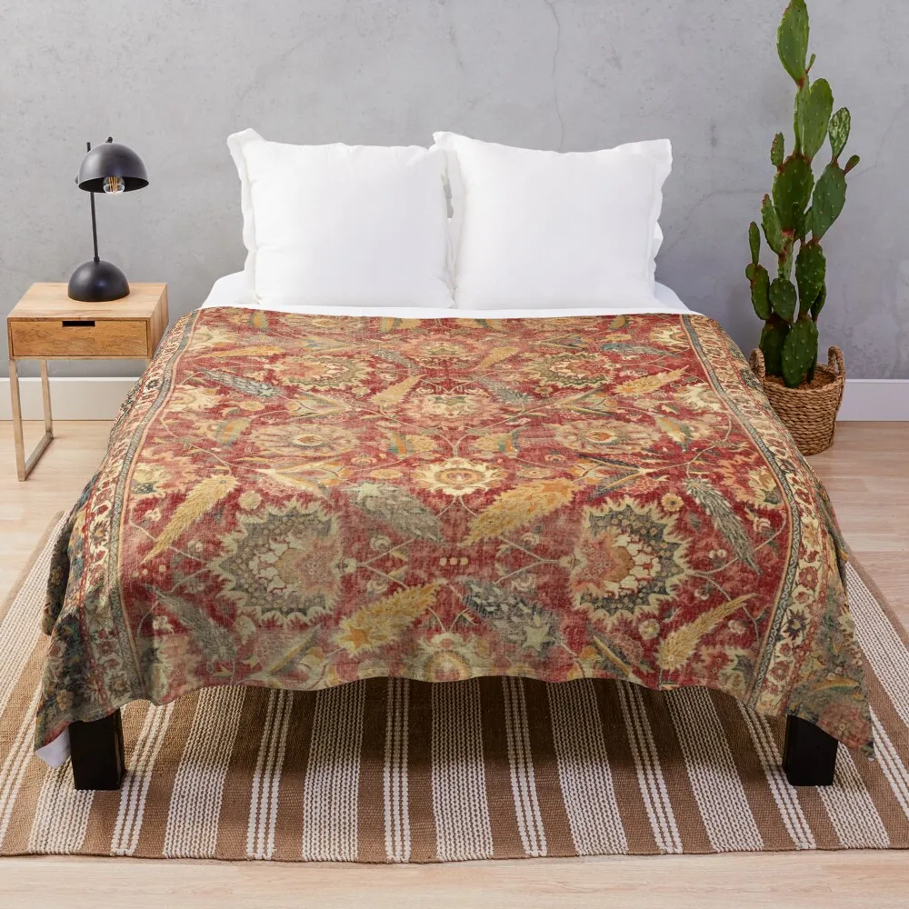 

17th Century Indian Carpet Print Throw Blanket Bed covers Decorative Sofa Vintage cosplay anime Thin Blankets