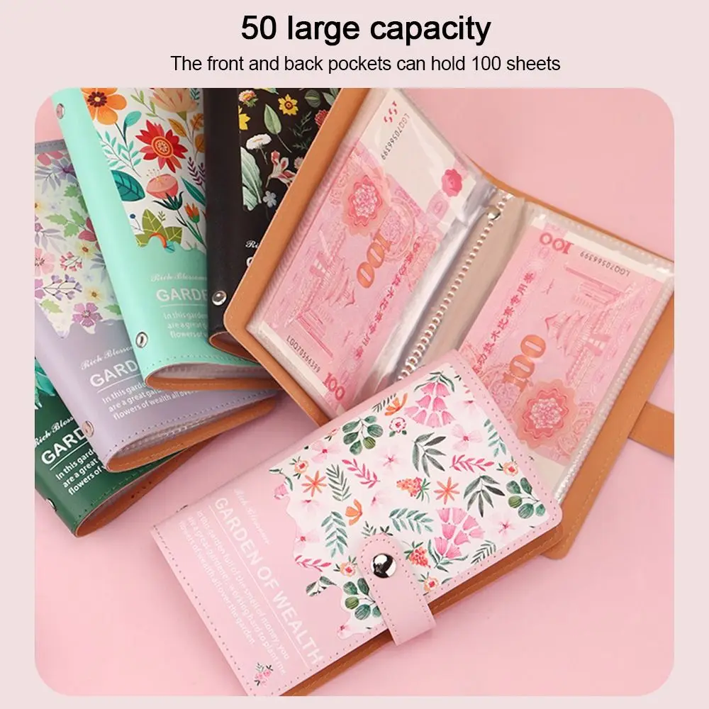 100 buste Risparmio di denaro Sfida Risparmia denaro PU Mini raccoglitore Sfida di risparmio Impermeabile riutilizzabile Sfide di risparmio Libro