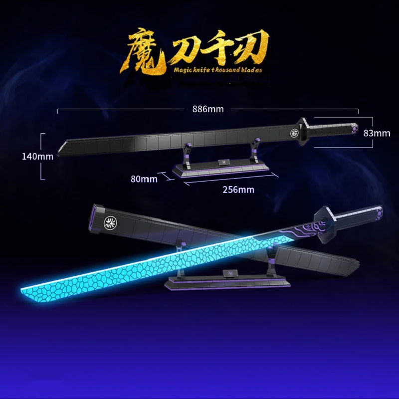 Roronoa Zoro Katana Building Blocks Model Cosplay Simulation Sword Samurai Knife Bamboo Weapon Bricks Anime Boys Toys