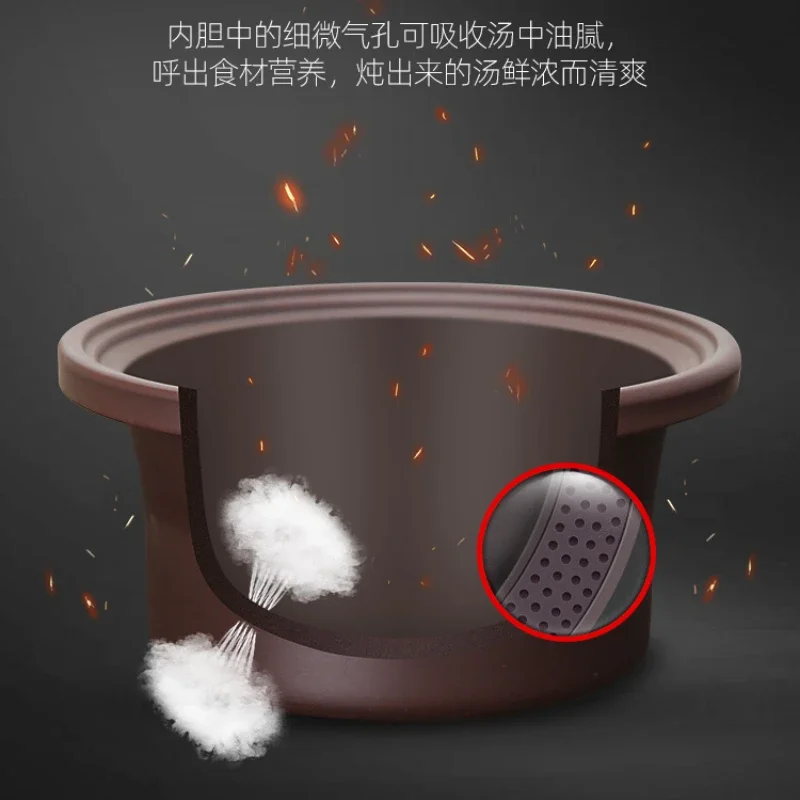 Olla eléctrica para estofado, olla automática para sopa, olla Congee, cazuela eléctrica para arena púrpura, olla para estofado, olla para conservar la salud