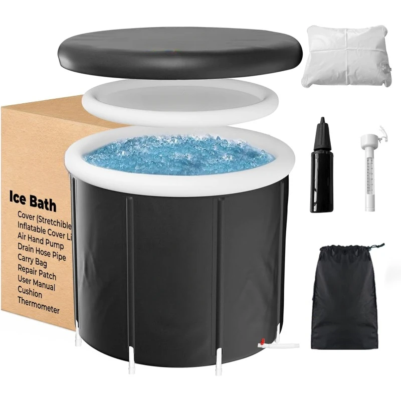 

Ice Bath Tub for Athletes with lid Summer Cold Plunge Tub Leak-Proof 4 Layers Cold WaterTherapy Boost your immune