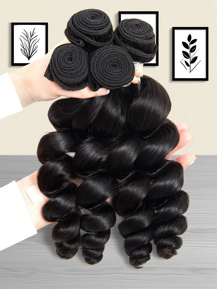 

Frolo Loose Wave 30 34 Inch Raw Virgin Human Hair Deep Wave Extensions 3/4 Bundles Deals Weft Tissage Burmese Curly Bundle