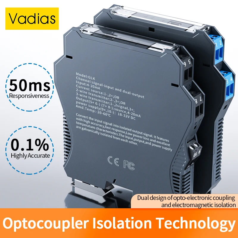 Analog Signal Isolator 4-20mA 0-10V 0-5V 0-20mA Signal Isolator Converter DC 24V 1 In 1 Out DC Signal Isolator