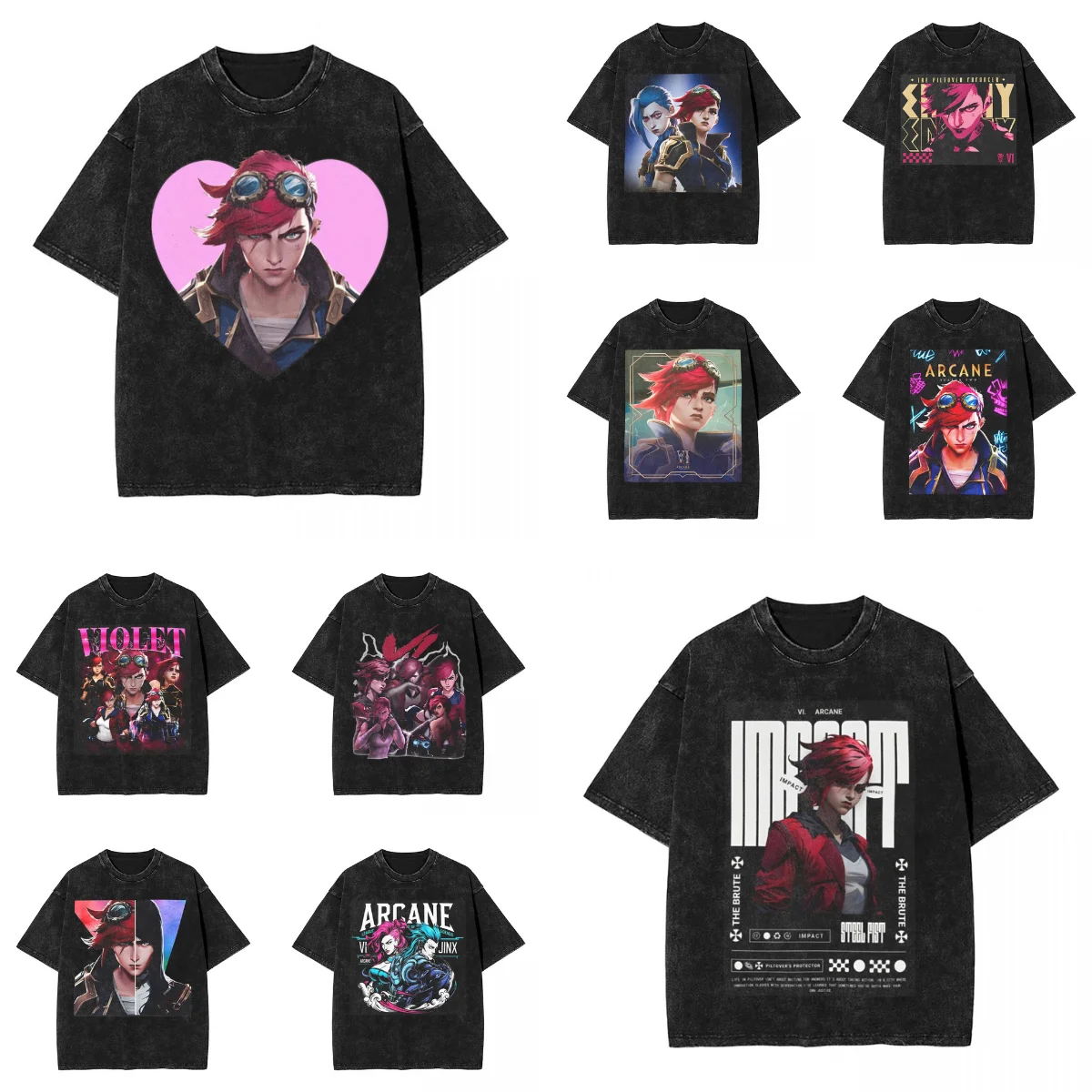 Men Violet Heart T Shirts Arcaned Anime Tops Summer Funny Short Sleeves T-Shirt Crew Neck Fashion Casual Tshirt Hot Sale