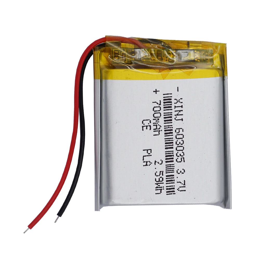 3.7V 700mAh Rechargeable Lipo Battery 603035 For Car Camera DVR Measuring Instrument GPS Sat Nav Music Player Driving Recorder