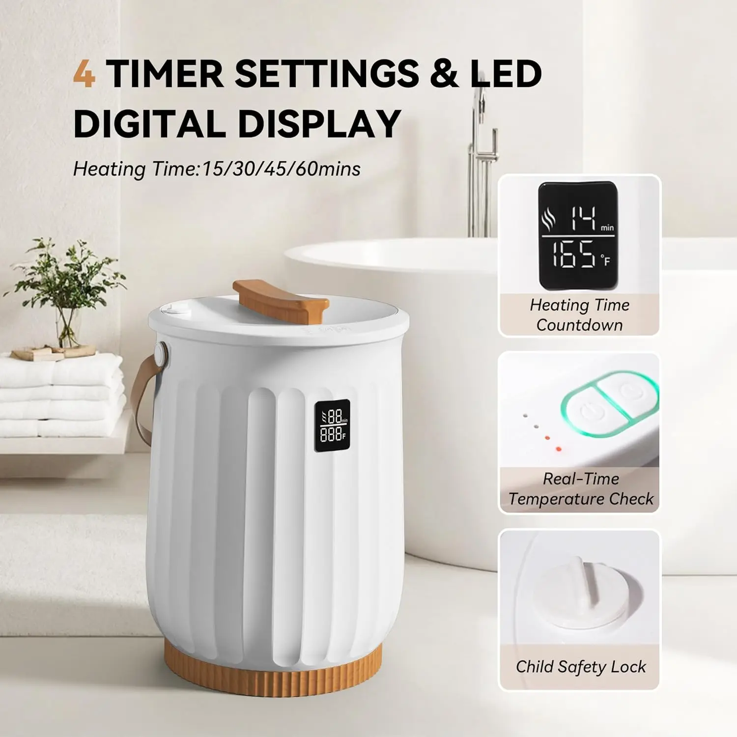 

20L Portable Towel Warmer Bucket, LED Display Timer Auto Shut Off, Heated Warmer for Oversized Towels Bathrobes & Blankets