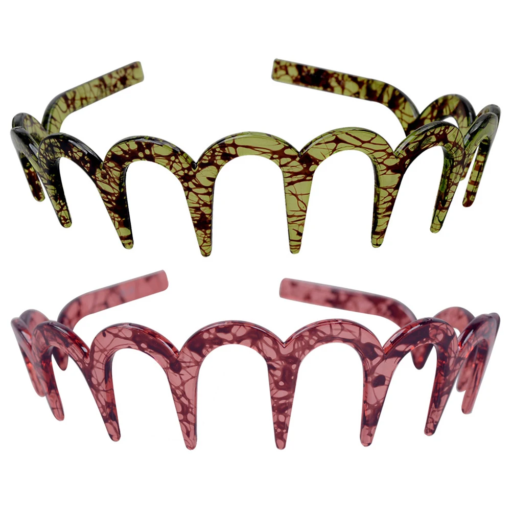 

2 Pcs Headband Hair Accessories Lady Headwear Hoops Headbands Adjustable Shape Toothed Resin Clasp