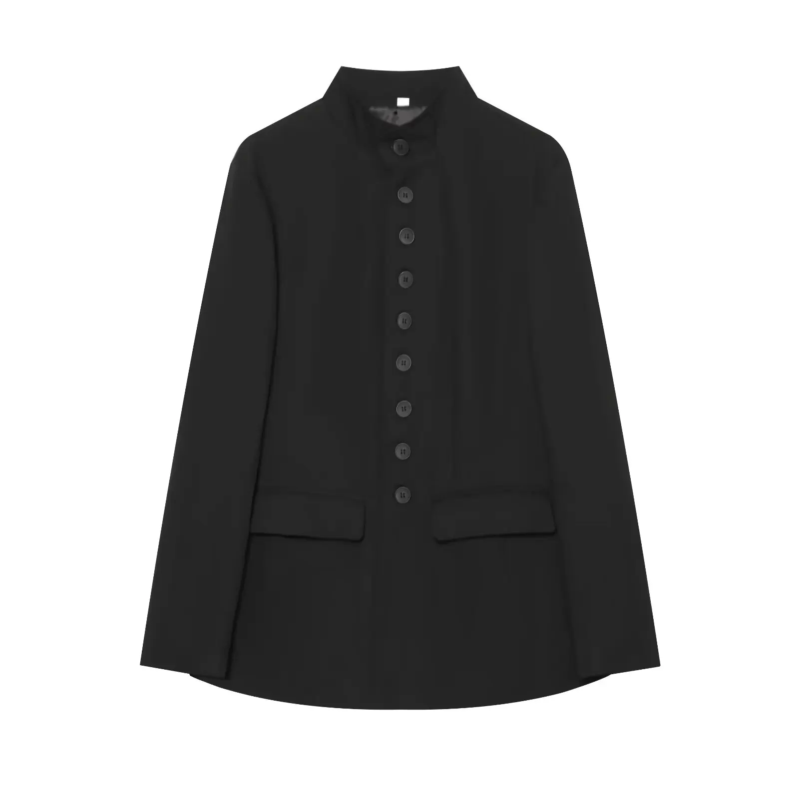 BSAY European American Office Women Stand Collar Tailored Waist Blazer Single Breasted Solid Long Sleeve Business Suit Jacket