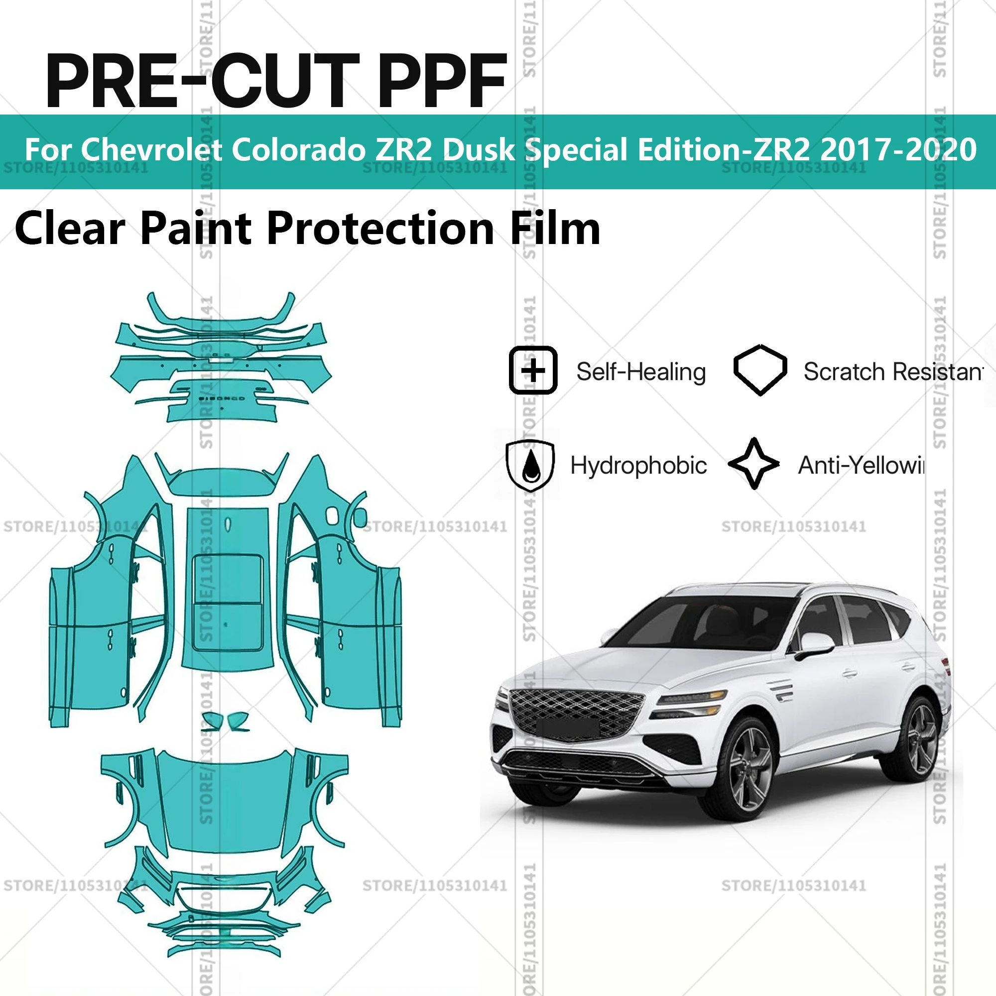 Pre-Cut Paint Protection Film PPF Transparent Car Film Automotive For Chevrolet Colorado ZR2 Dusk Special Edition-ZR2 2017-2020