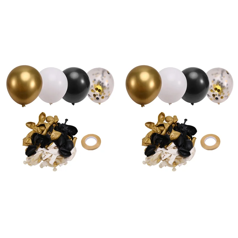 

TURE Black And Gold Balloons, 134Pcs 12 Inches Black White And Gold Confetti Balloons For Birthday, Wedding,New Year